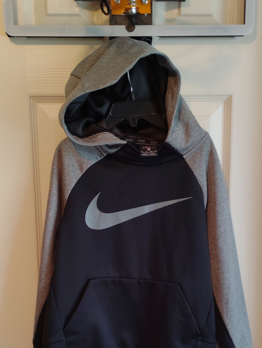 Nike Boys XS Gray & Black Hoodie with Large Swoosh